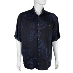Saddlebred Men’s Black Palm Leaf Vacation Rayon Shirt